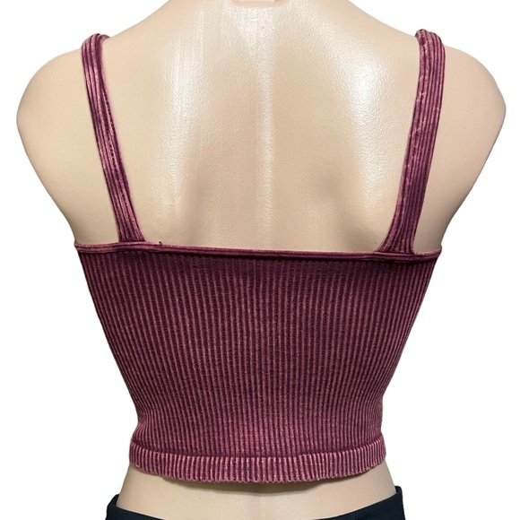 Free People Intimately Washed Seamless Crop Top Washed Burgundy NWOT - Picture 4 of 7
